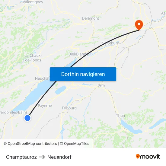 Champtauroz to Neuendorf map