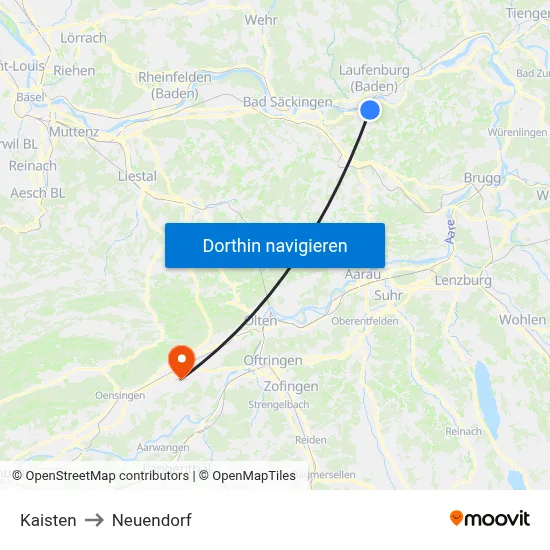 Kaisten to Neuendorf map