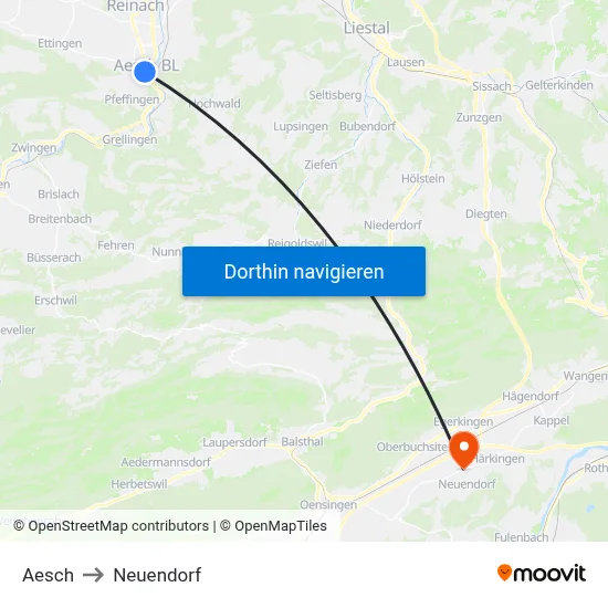 Aesch to Neuendorf map