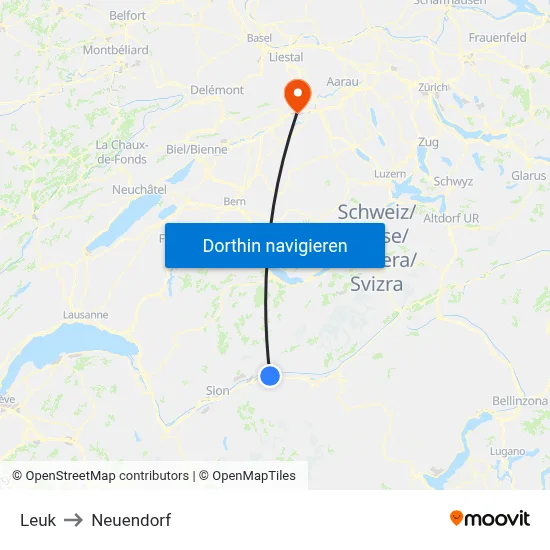 Leuk to Neuendorf map