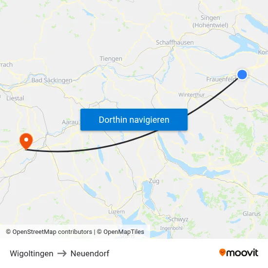 Wigoltingen to Neuendorf map