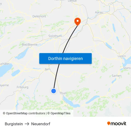 Burgistein to Neuendorf map