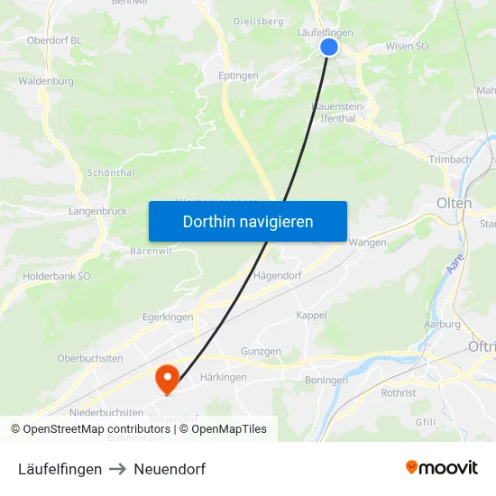 Läufelfingen to Neuendorf map
