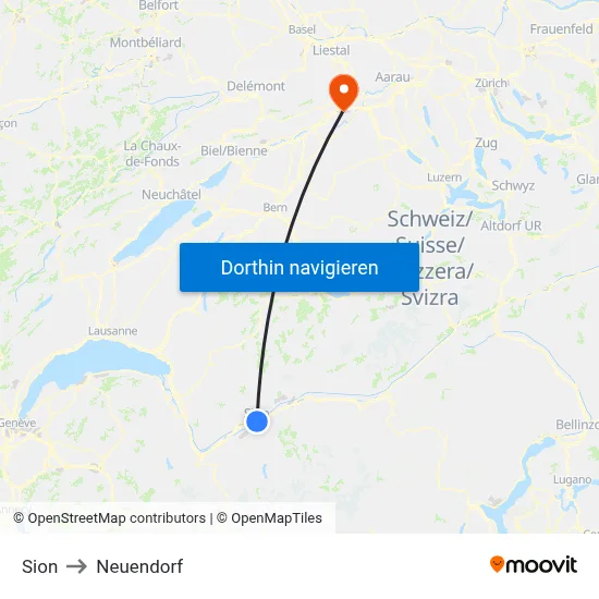 Sion to Neuendorf map