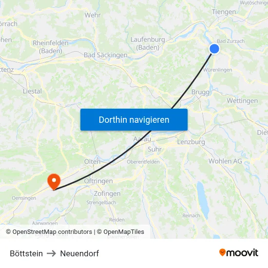 Böttstein to Neuendorf map