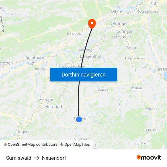 Sumiswald to Neuendorf map