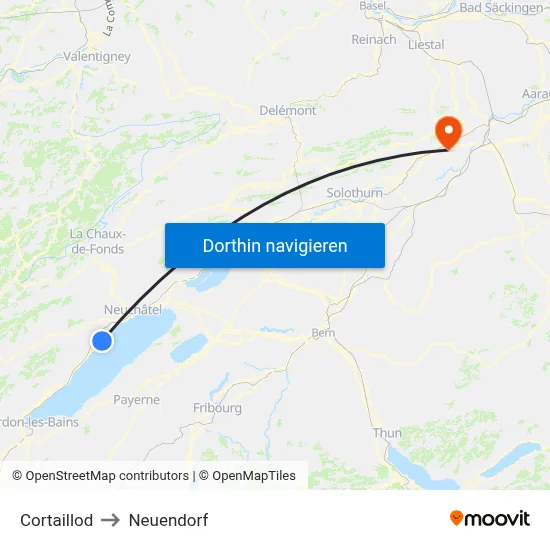 Cortaillod to Neuendorf map