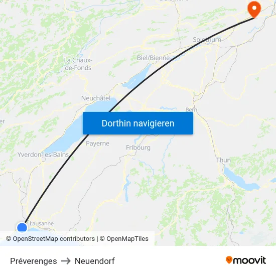 Préverenges to Neuendorf map
