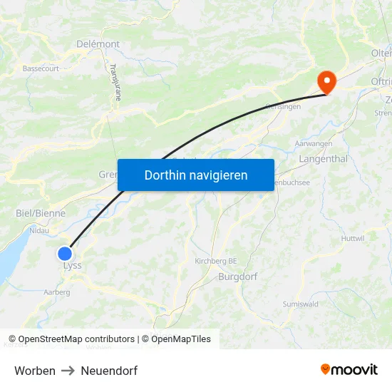 Worben to Neuendorf map