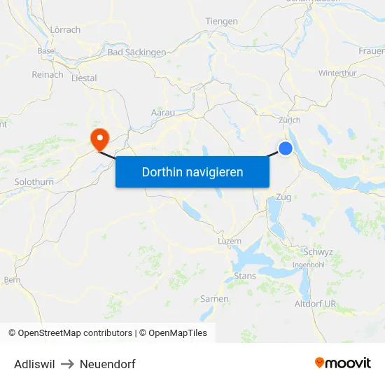 Adliswil to Neuendorf map