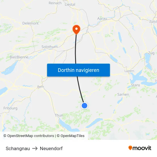 Schangnau to Neuendorf map