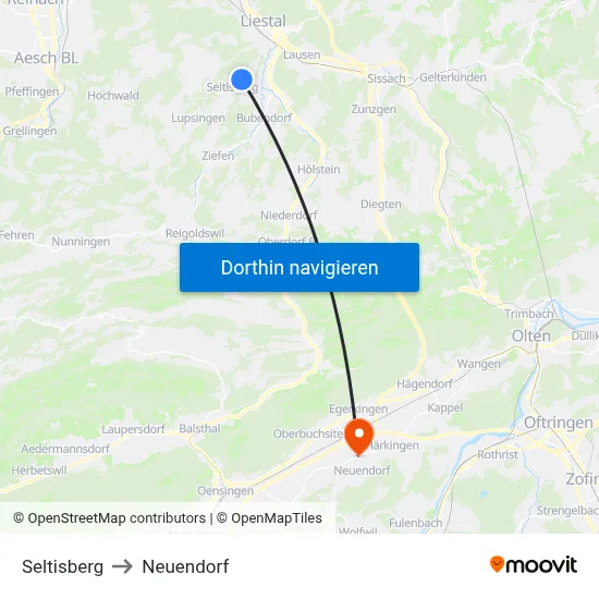 Seltisberg to Neuendorf map
