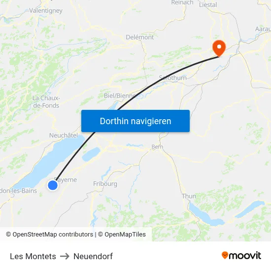 Les Montets to Neuendorf map