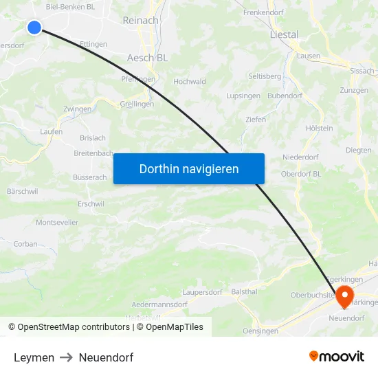 Leymen to Neuendorf map