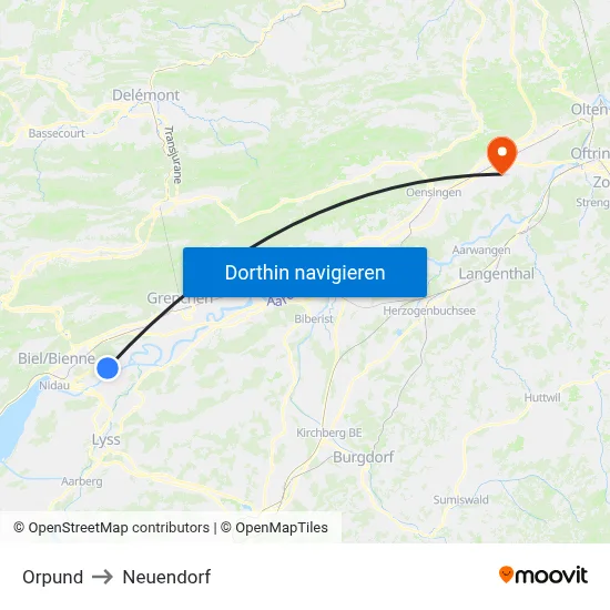 Orpund to Neuendorf map