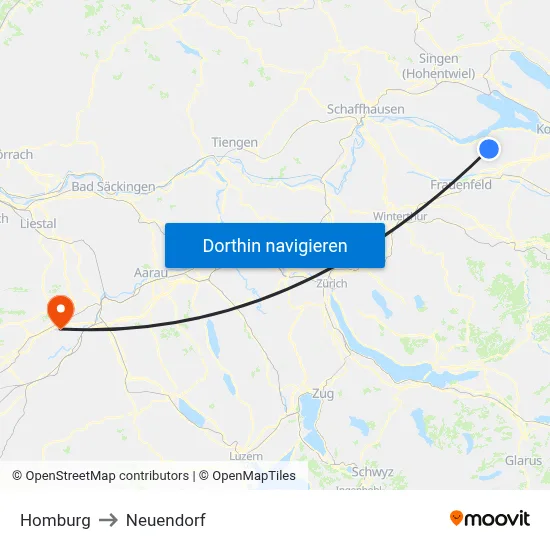 Homburg to Neuendorf map