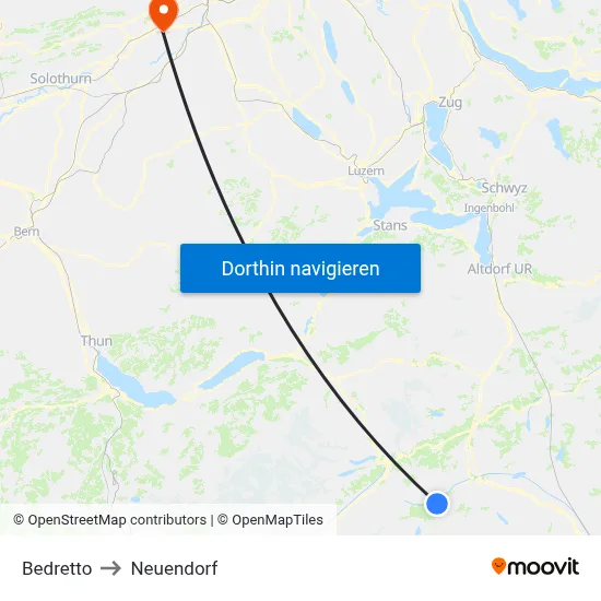Bedretto to Neuendorf map