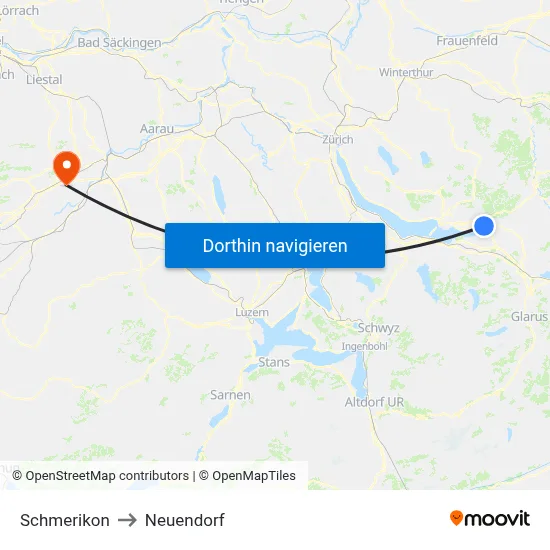 Schmerikon to Neuendorf map