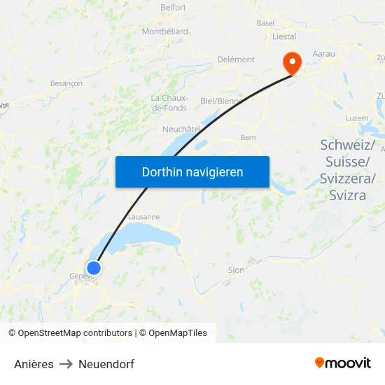 Anières to Neuendorf map