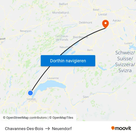 Chavannes-Des-Bois to Neuendorf map