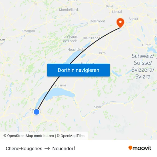 Chêne-Bougeries to Neuendorf map