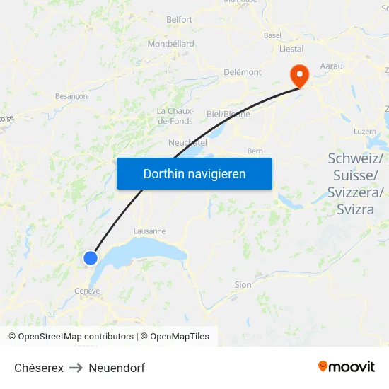 Chéserex to Neuendorf map