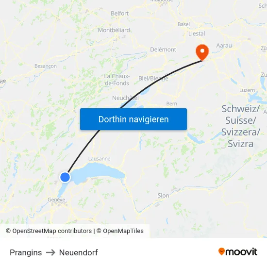 Prangins to Neuendorf map