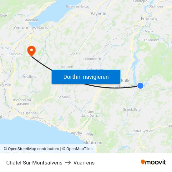 Châtel-Sur-Montsalvens to Vuarrens map