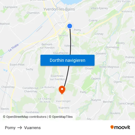 Pomy to Vuarrens map