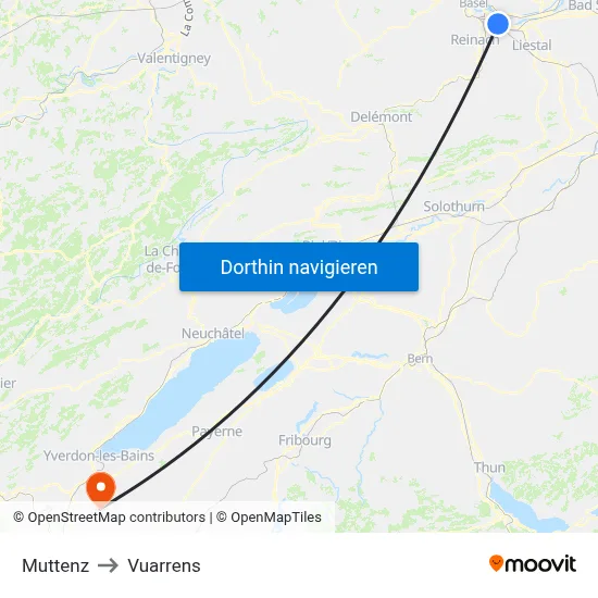 Muttenz to Vuarrens map