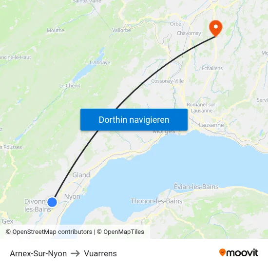 Arnex-Sur-Nyon to Vuarrens map