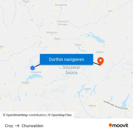 Croy to Churwalden map