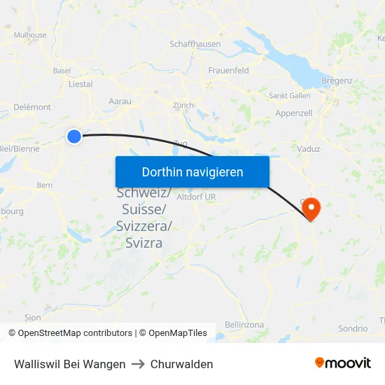Walliswil Bei Wangen to Churwalden map