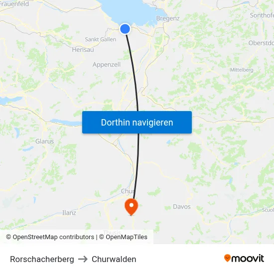 Rorschacherberg to Churwalden map