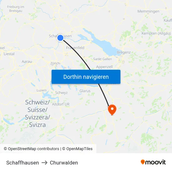 Schaffhausen to Churwalden map