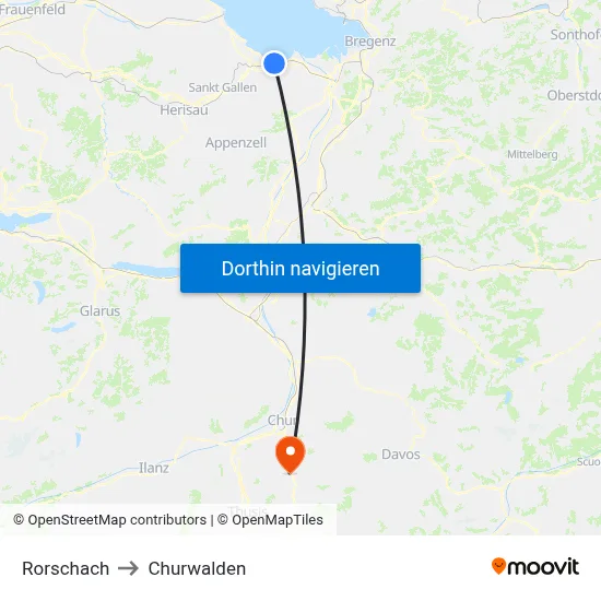 Rorschach to Churwalden map