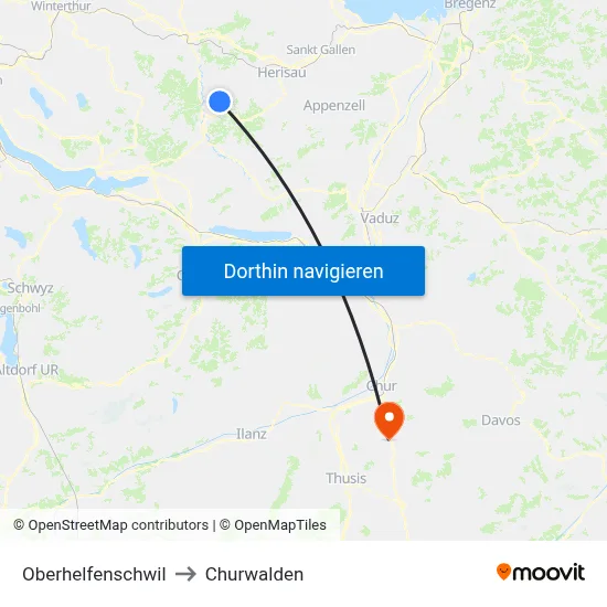 Oberhelfenschwil to Churwalden map