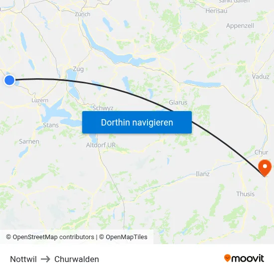 Nottwil to Churwalden map