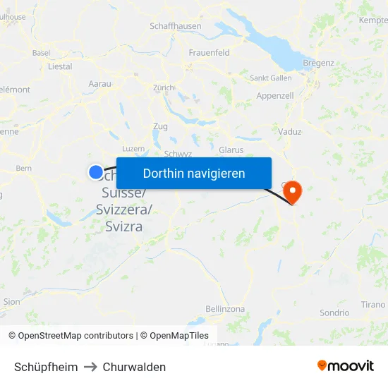 Schüpfheim to Churwalden map