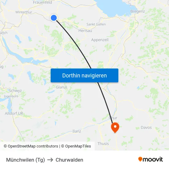Münchwilen (Tg) to Churwalden map