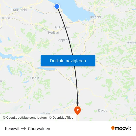 Kesswil to Churwalden map