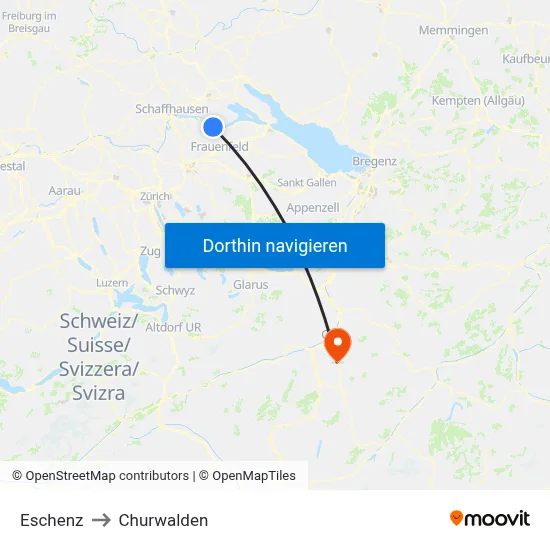 Eschenz to Churwalden map