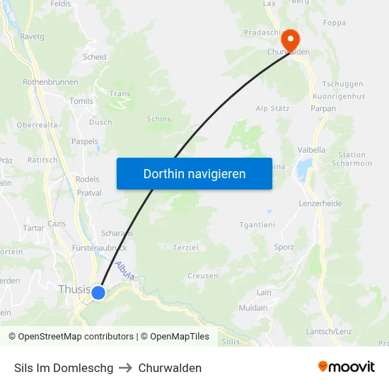 Sils Im Domleschg to Churwalden map