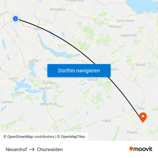 Neuenhof to Churwalden map