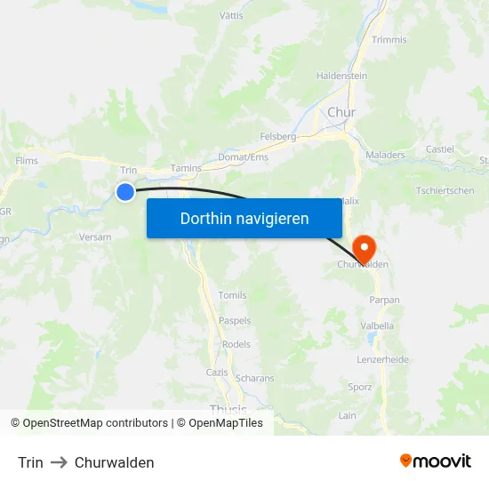 Trin to Churwalden map