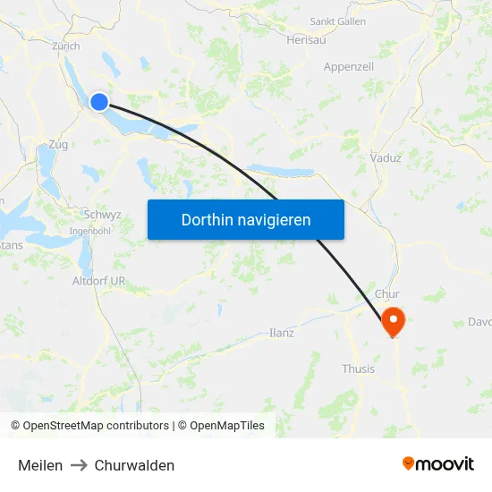 Meilen to Churwalden map