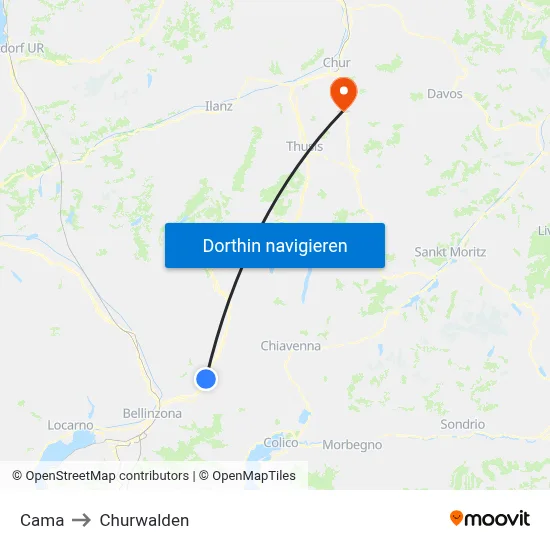 Cama to Churwalden map
