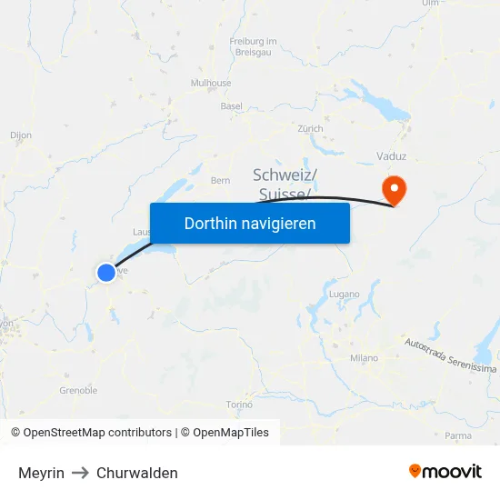Meyrin to Churwalden map