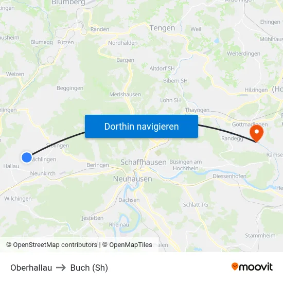 Oberhallau to Buch (Sh) map