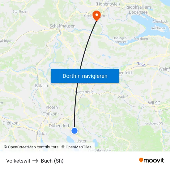 Volketswil to Buch (Sh) map